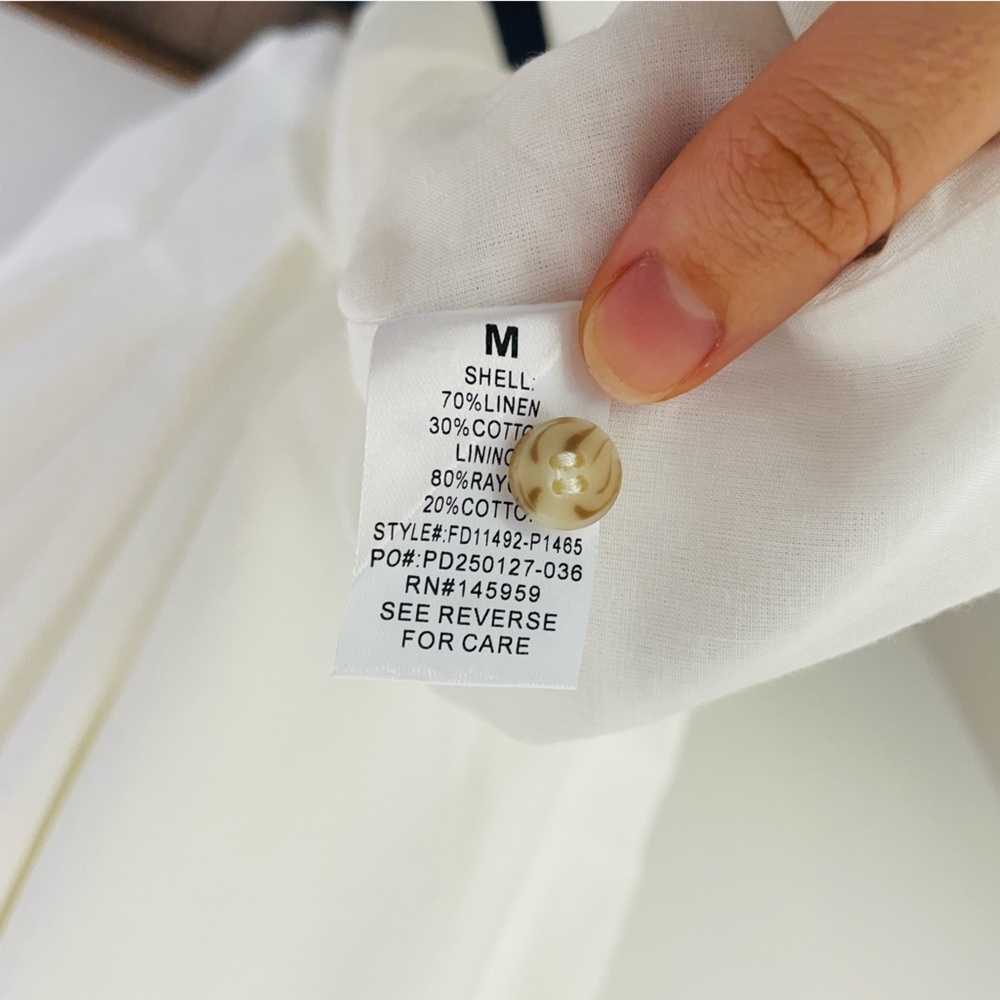 Dress Forum linen button-front midi dress belted-waist white medium - Picture 10 of 10